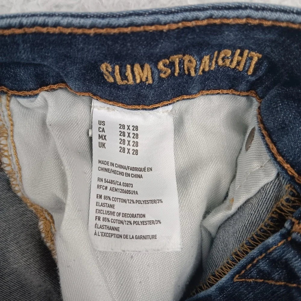 American Eagle Slim Straight Extreme Flex Men‎ 28x28 Blue Dark Wash Jeans